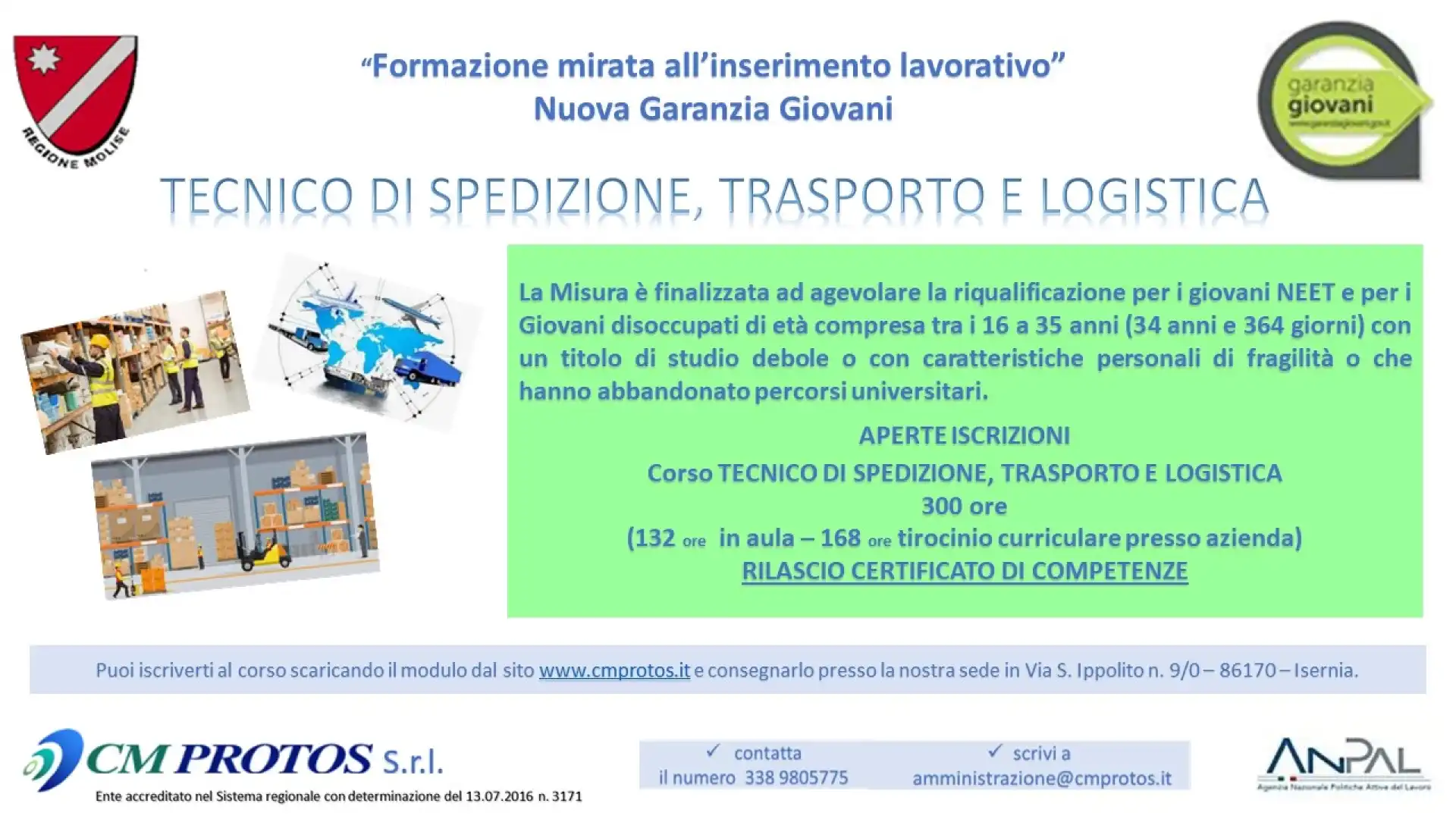 Tecnico di spedizione, trasporto e logistica. Il Corso promosso dalla Cm Protos Srl di Isernia.